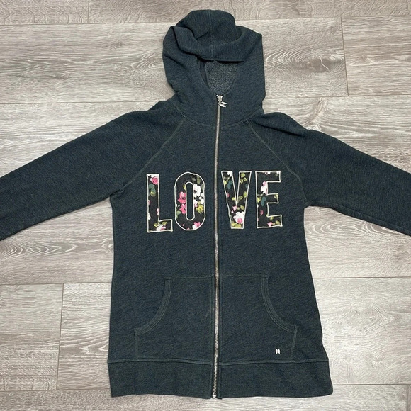 Victoria’s Secret Angels Floral “LOVE” Graphic Full Zip Hooded Sweatshirt M - Picture 5 of 16